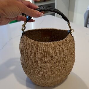 Clare V Tan and Black Woven Shoulder Bag clare v pot de miel